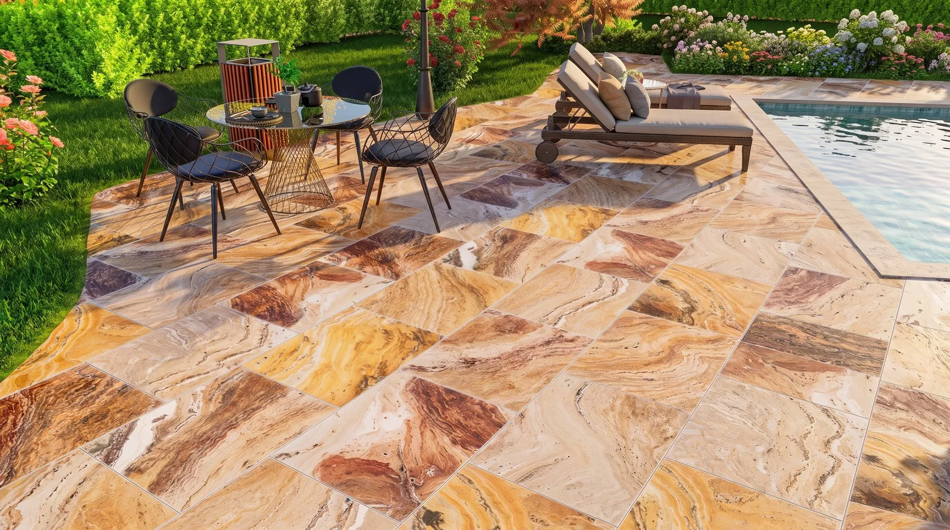 Autumn travertine — Garden scene