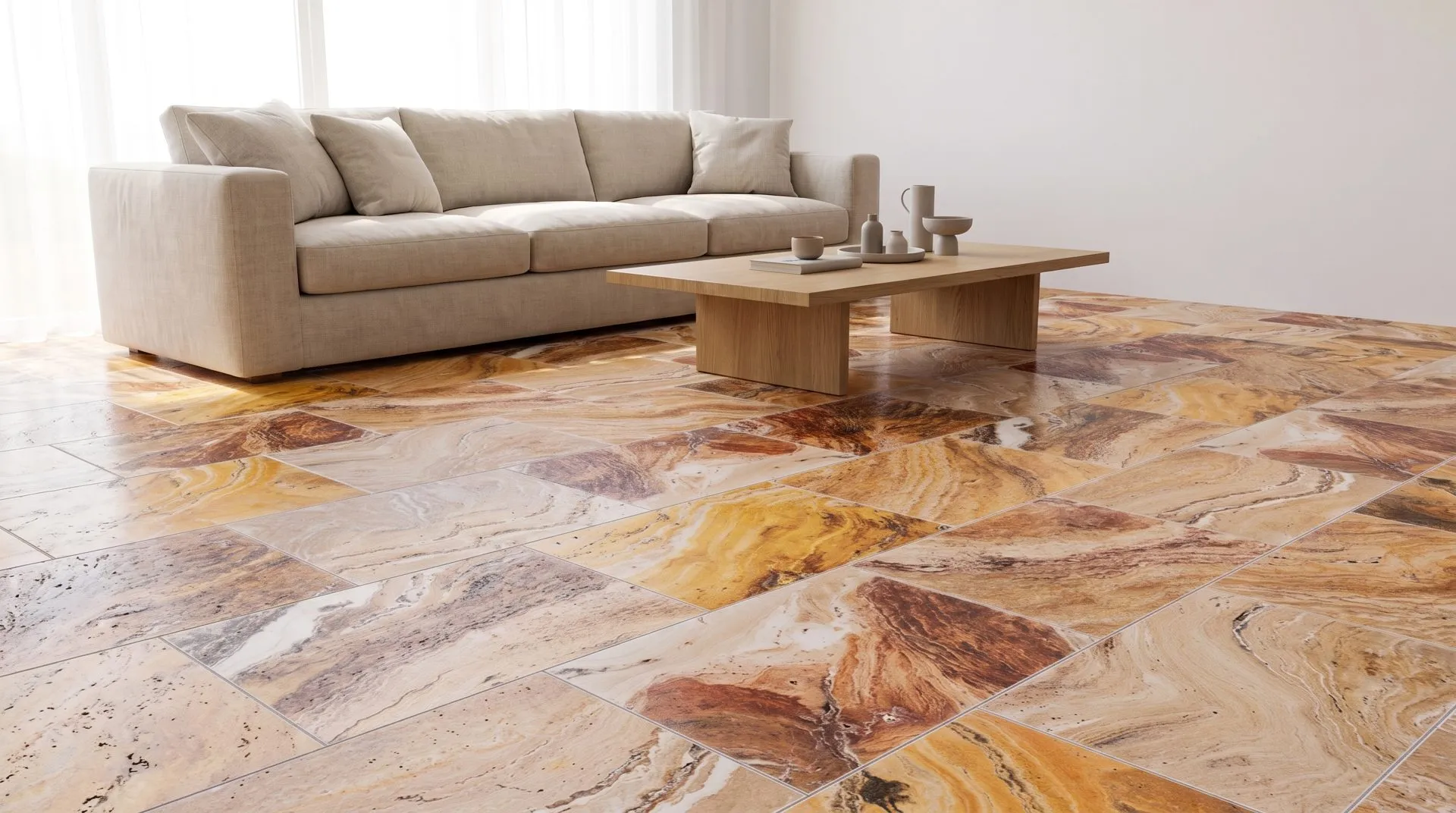 Autumn travertine — Living space scene