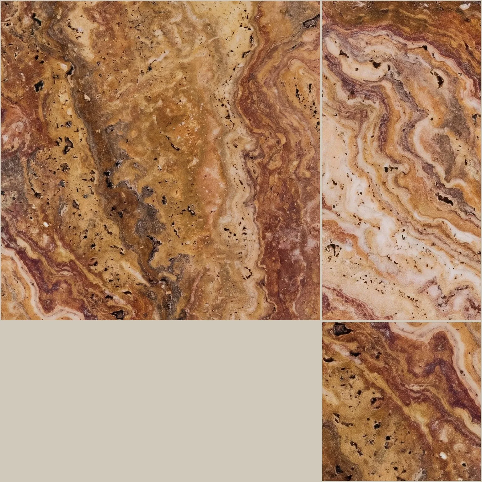 Autumn Turkish travertine, Pattern set, tumbled finish