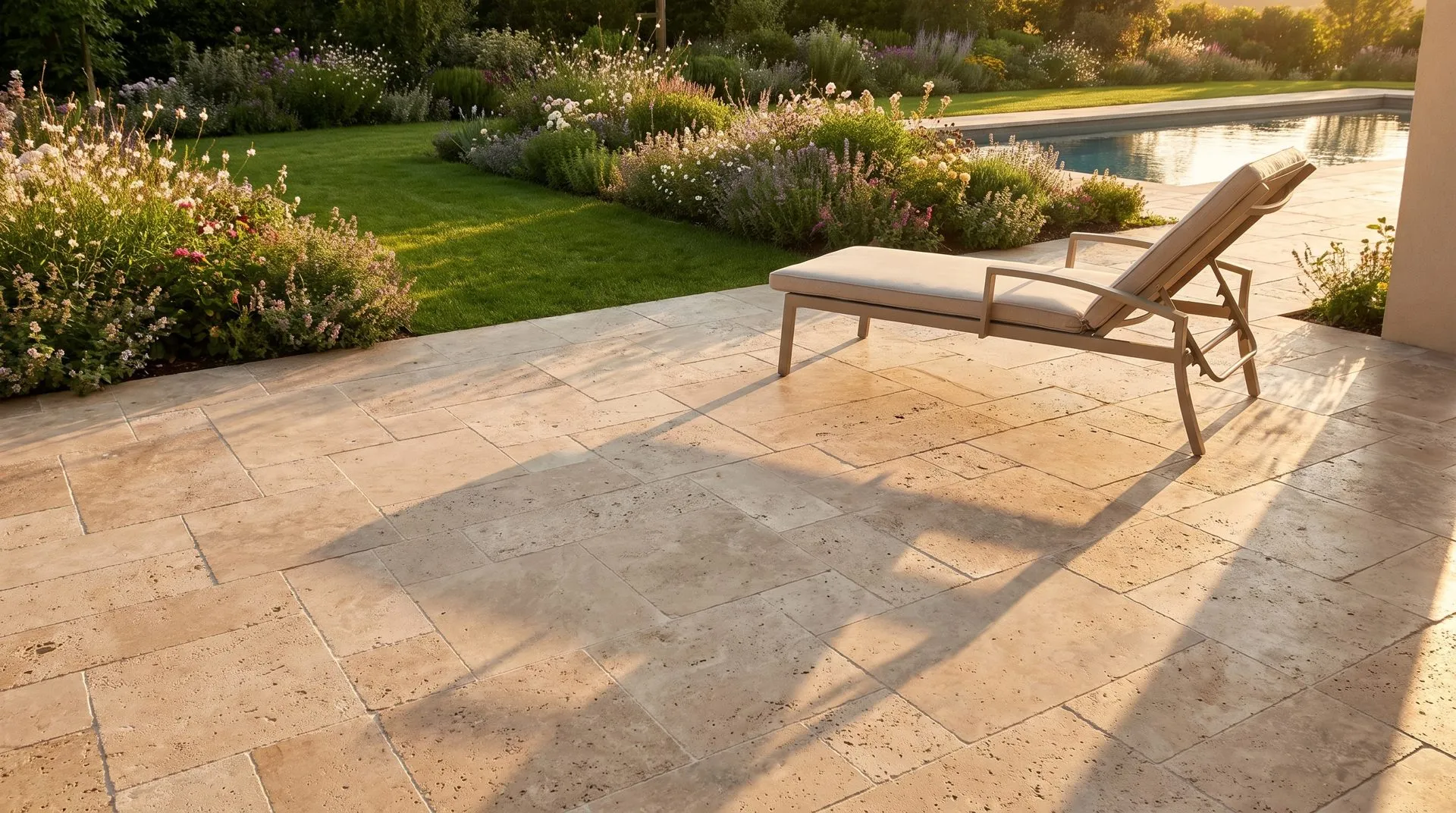Classic Mix Premium travertine — Garden scene