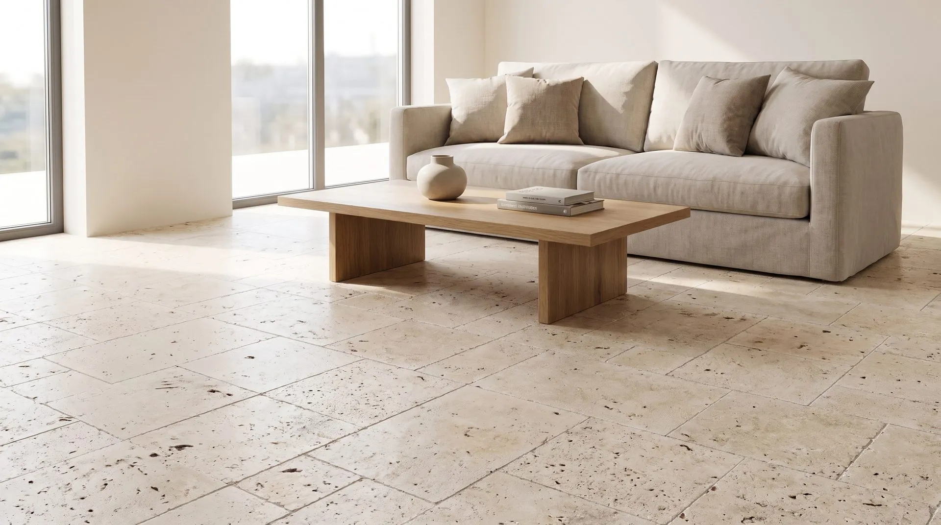 Ecocomm travertine — Living space scene