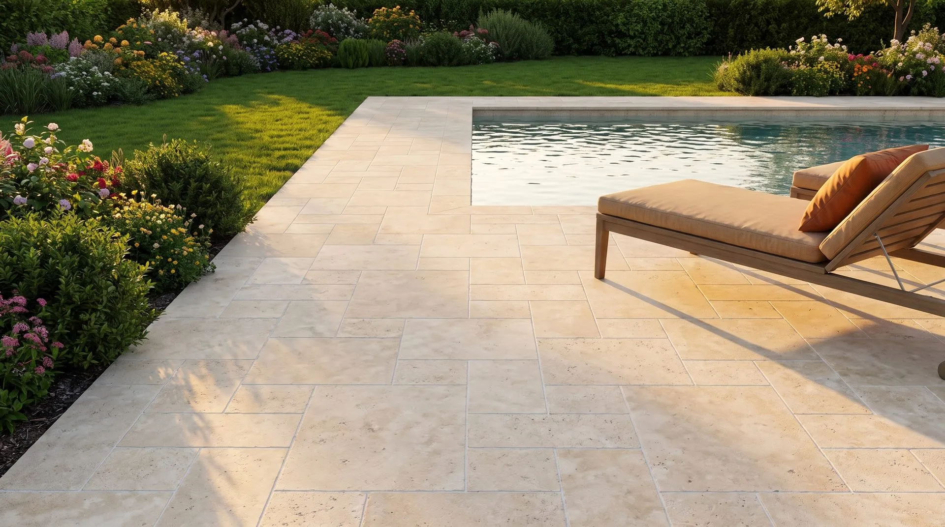 Light Mix Premium travertine — Garden scene