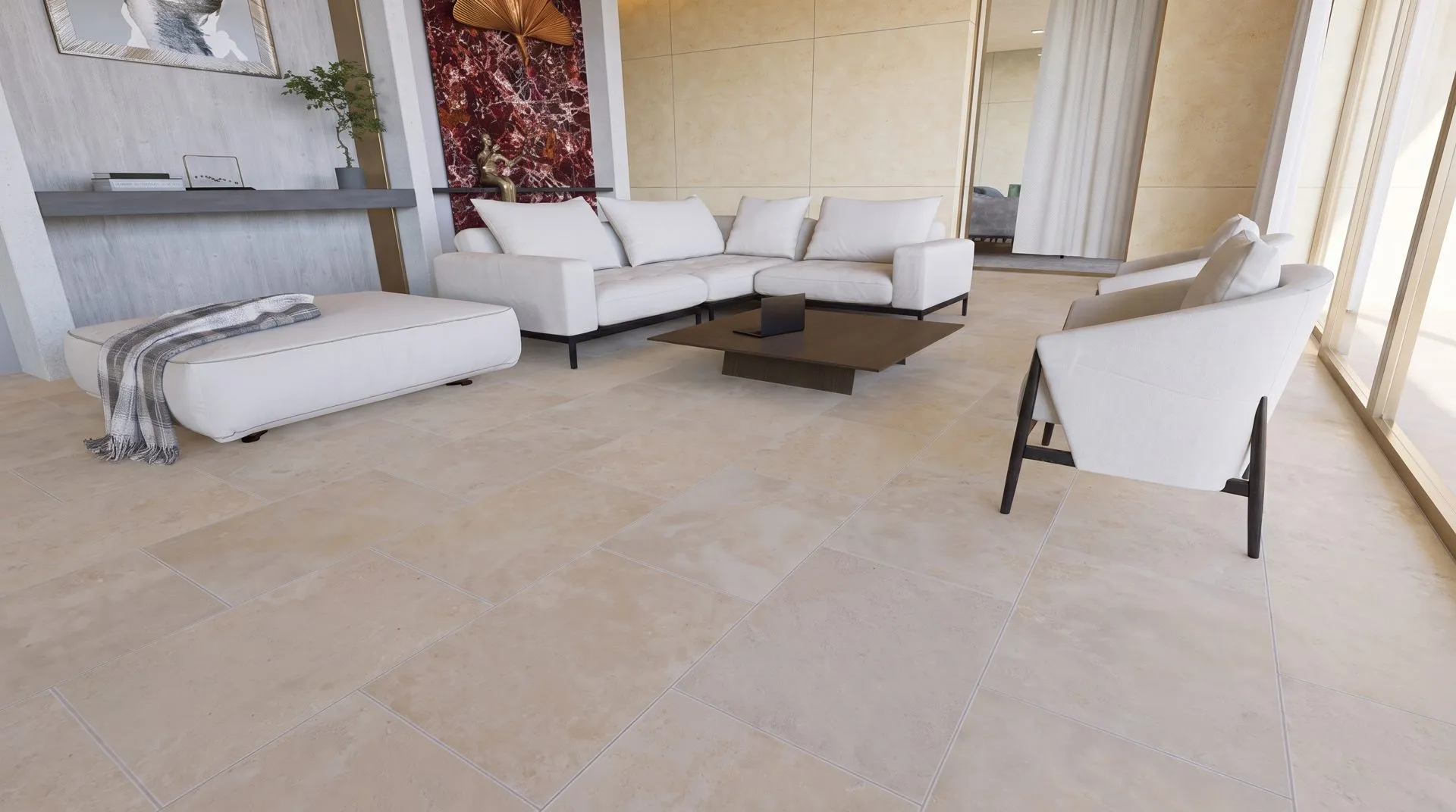 Mix Clair Premium travertine — Living space scene