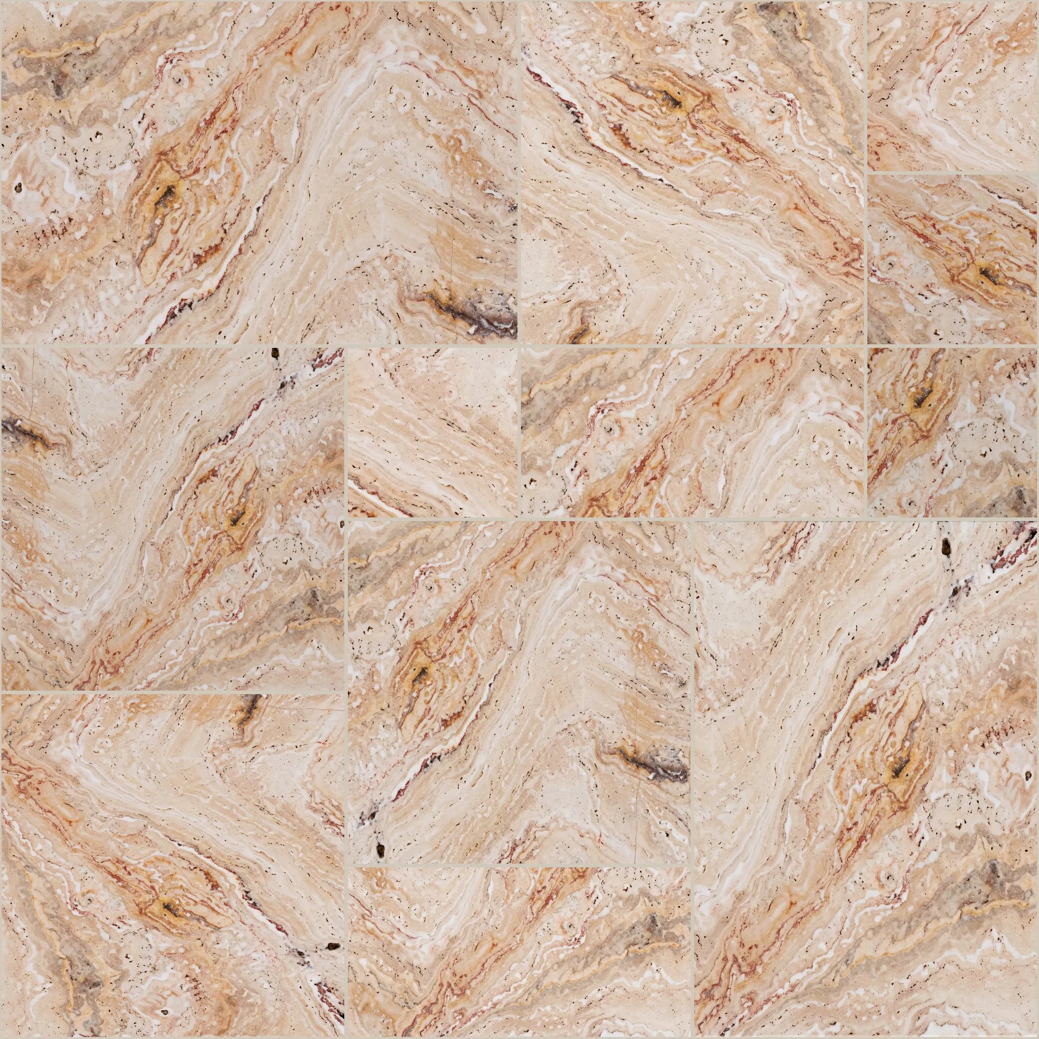 Valencia Turkish travertine, Pattern set, tumbled finish