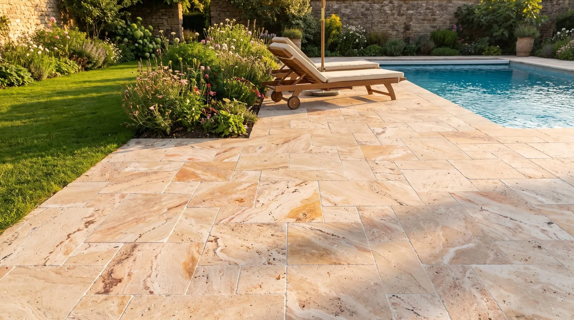 Valencia travertine — Garden scene