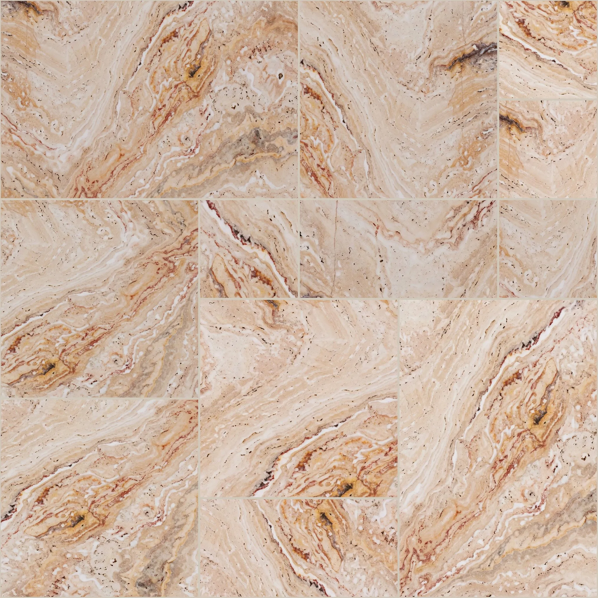 Valencia Turkish travertine, Pattern set, tumbled finish