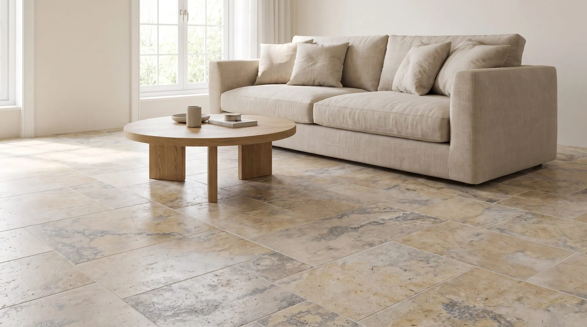 Valetta travertine — Living space scene