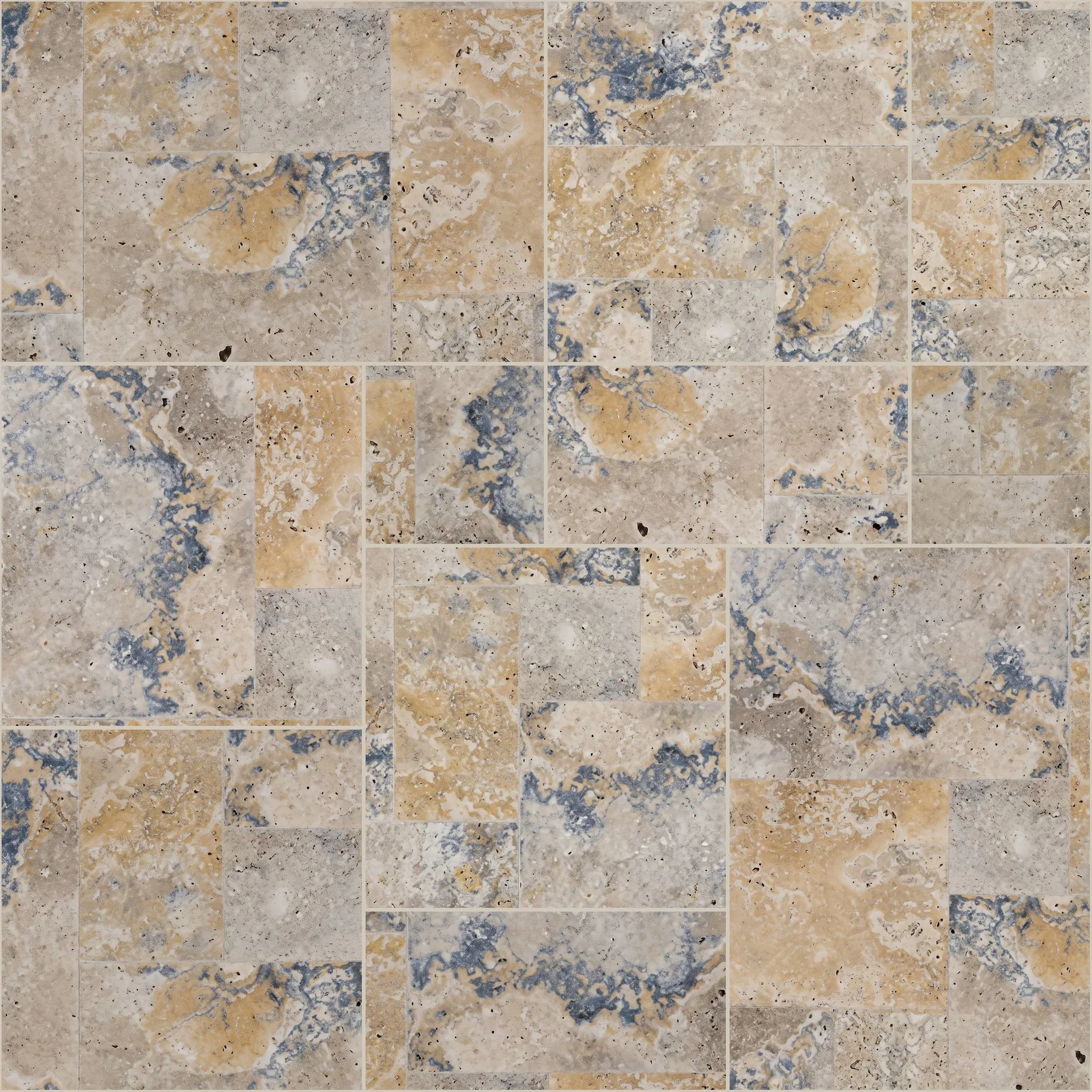 Valetta Turkish travertine, Pattern set, tumbled finish